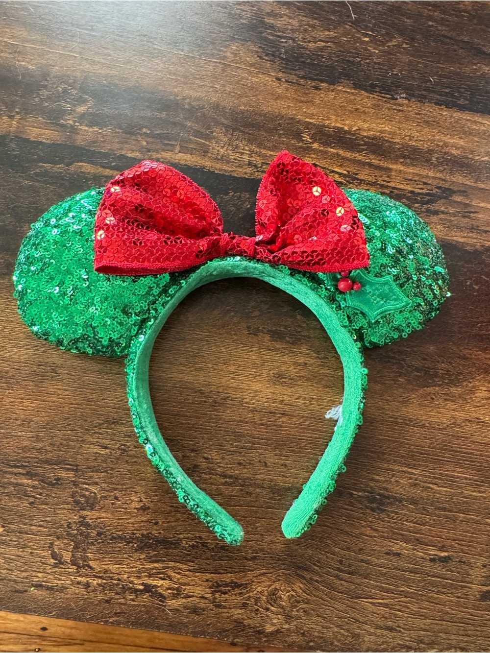Disney Minnie Mouse Ears Headband with Red holiday Bow
